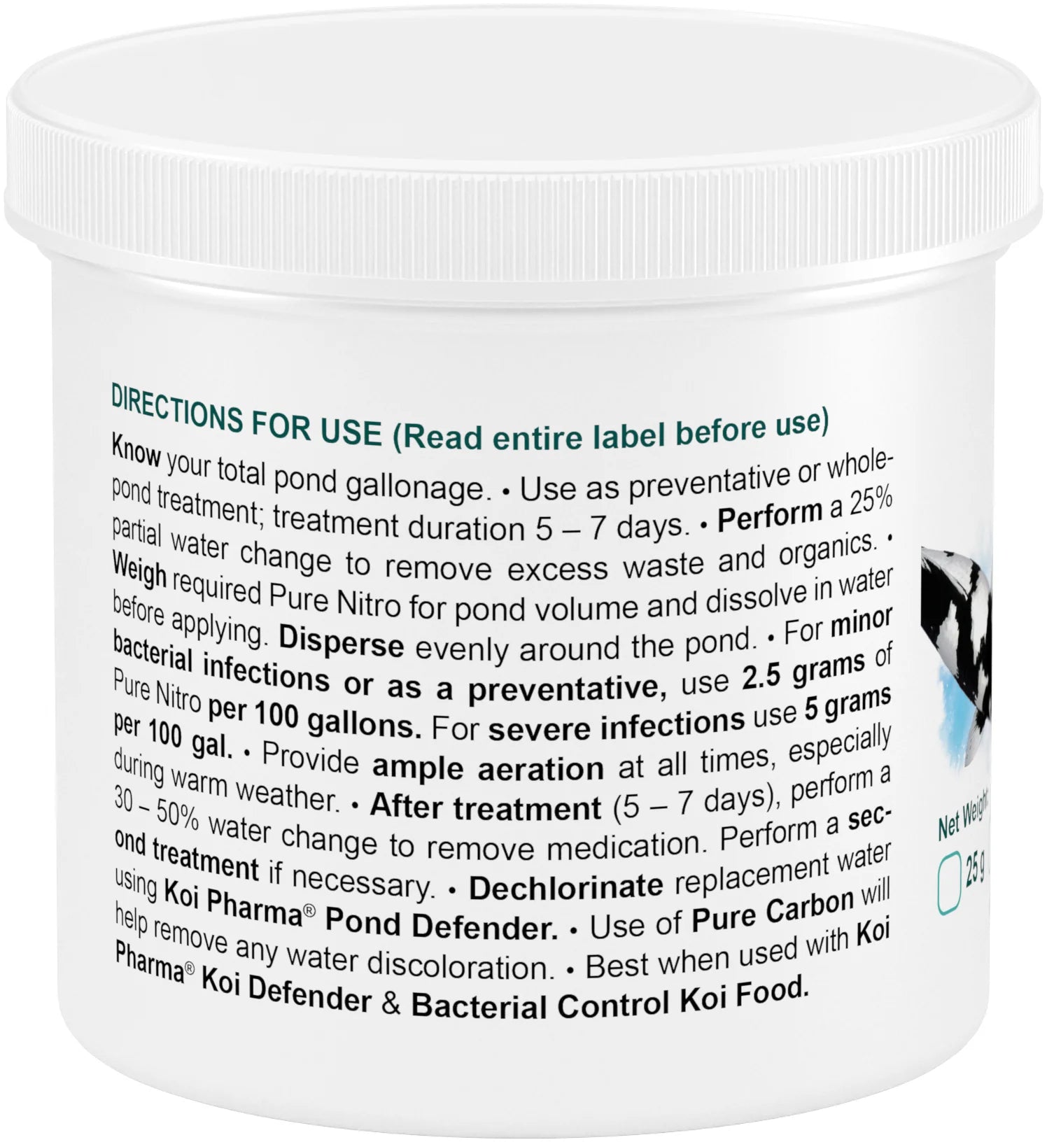 25 Gram Pure Nitro - Whole Pond Bacterial Medication for Koi Health